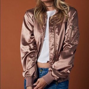 Rose gold satin bomber jacket - cotton candy LA